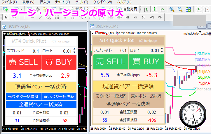 MT4クイックパイロットの原寸大（ラージ・バージョン）